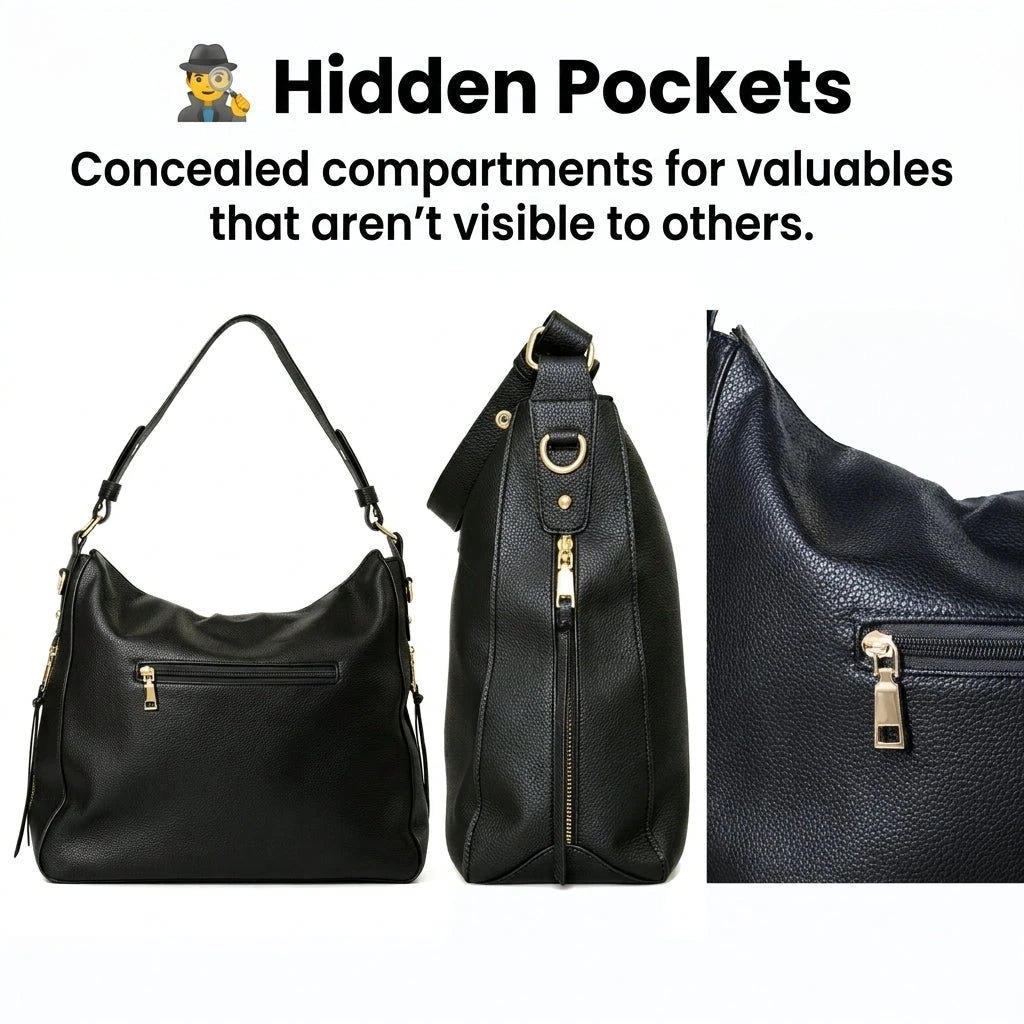 Luxury Leather Hobo Anti-Theft Handbag 2.0 + FREE Pouch Wallet (6-Layer Security Edition)