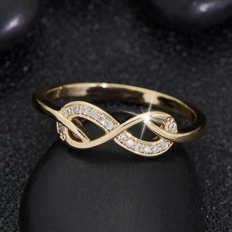Lysette Crystal Infinity Ring | Gold