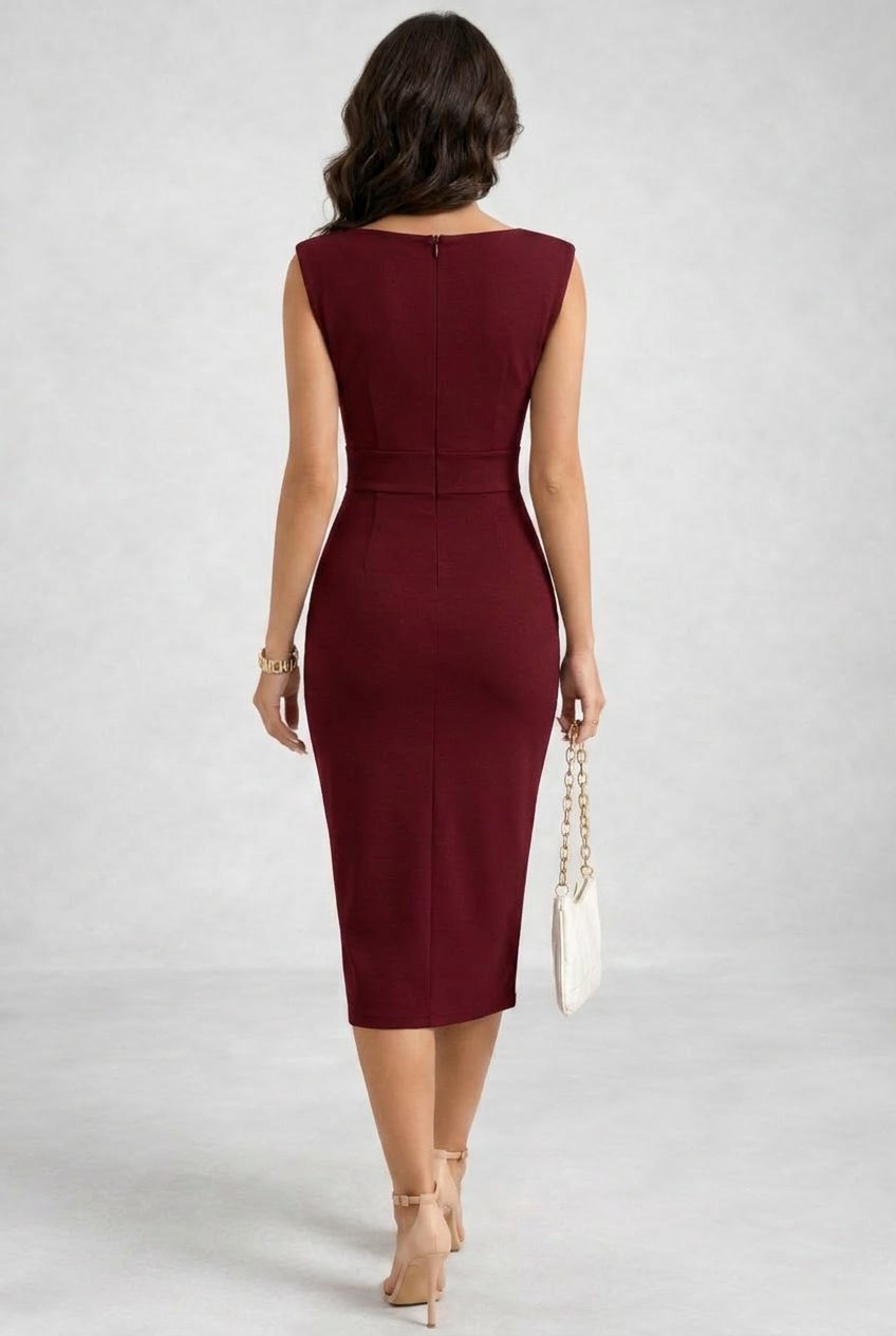 Raffaella | Draped Cowl-Neck Midi Dress