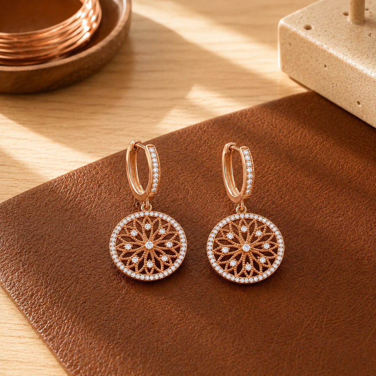 Mandala Copper Earrings