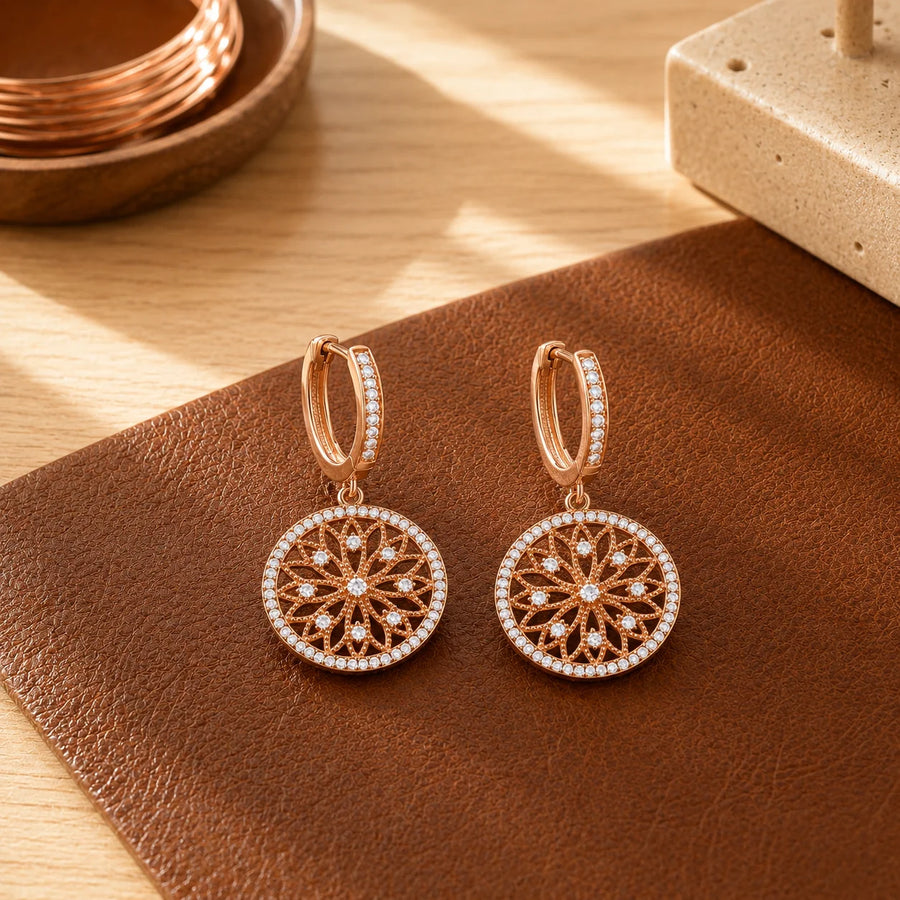 Mandala Copper Earrings