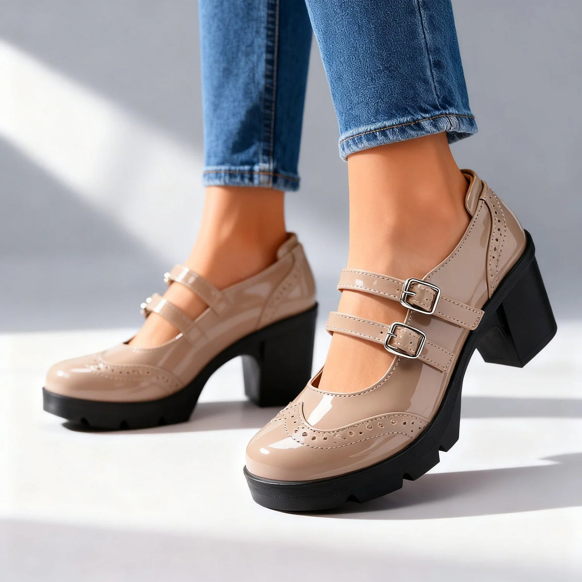 Maren | Double-Strap Platform Mary Jane Heels