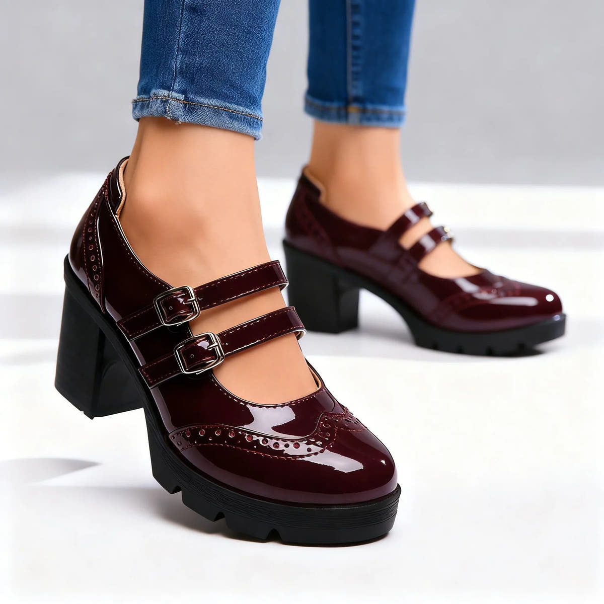 Maren | Double-Strap Platform Mary Jane Heels