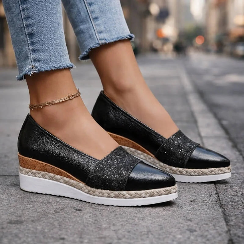 Molly | Shimmering Glitter Wedge Shoes