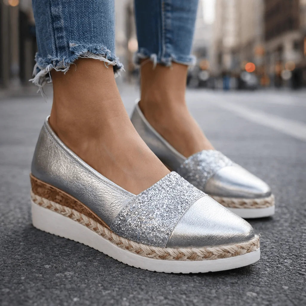Molly | Shimmering Glitter Wedge Shoes