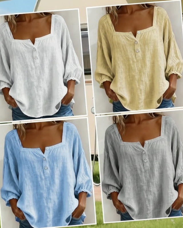 Gertrude | Square-Neck Lantern Sleeve Blouse
