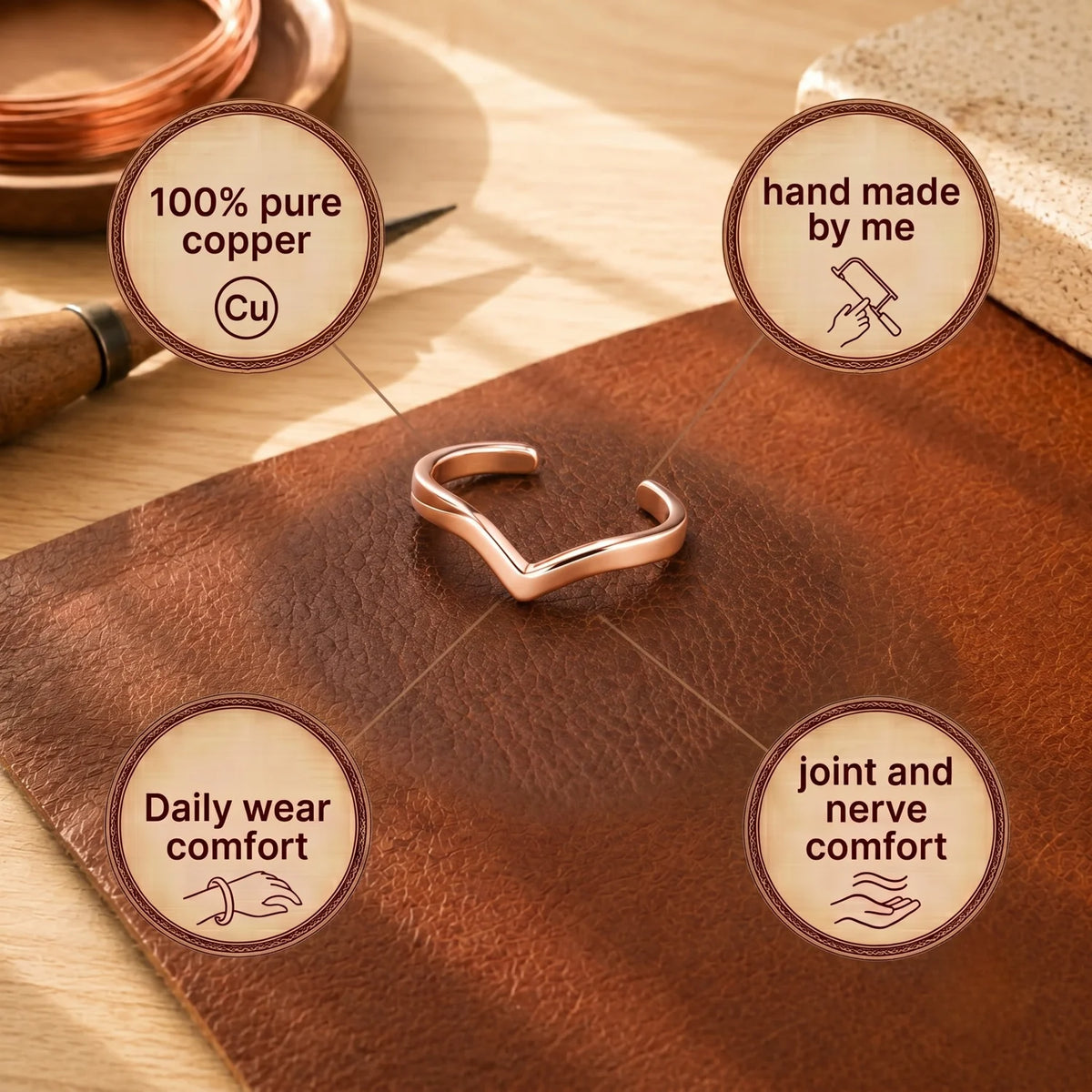 Notch Copper Toe Ring