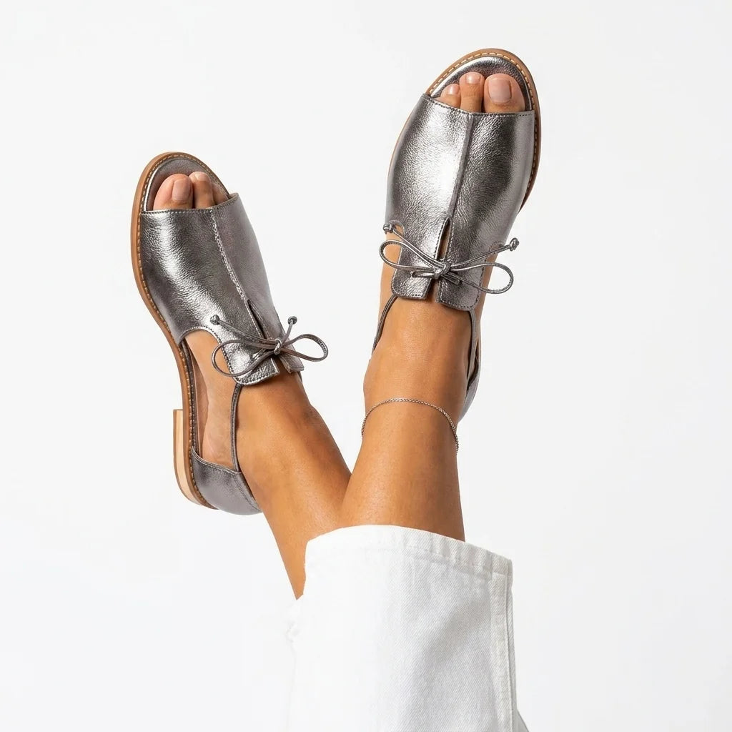 Olive | Metallic Lace-Up Block Heel Sandals
