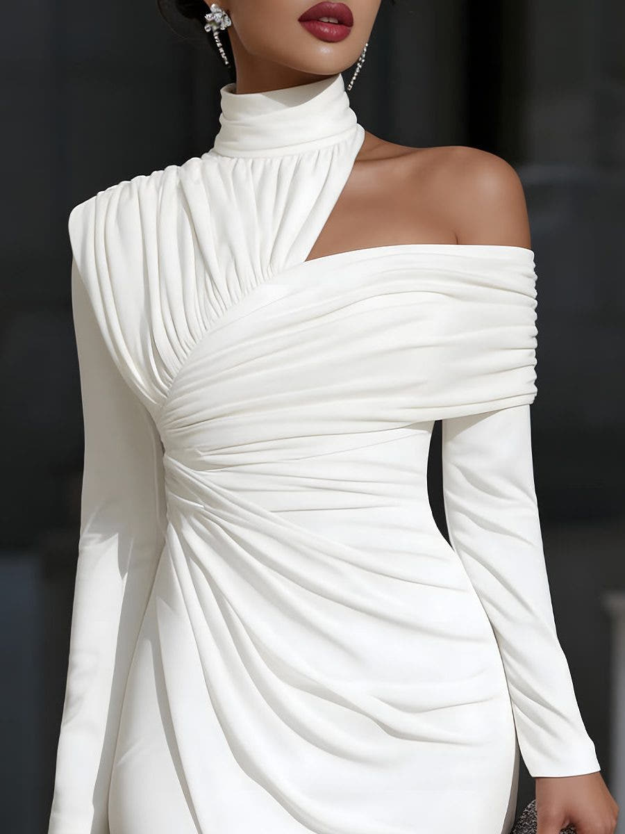 Sylvana | Ruched One-Shoulder Midi Dress