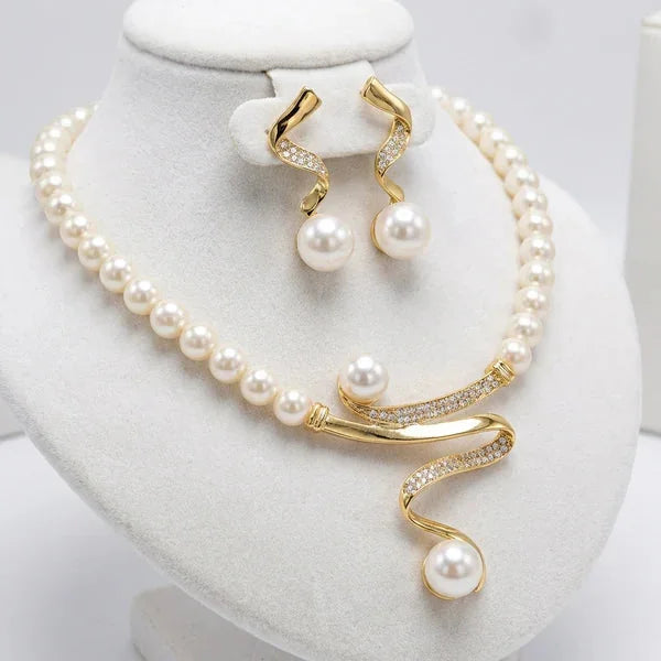 Pearl Necklace and Earring Set