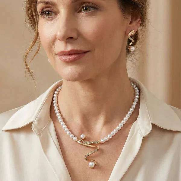 Pearl Necklace and Earring Set