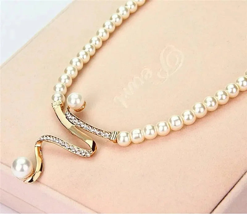 Pearl Necklace and Earring Set