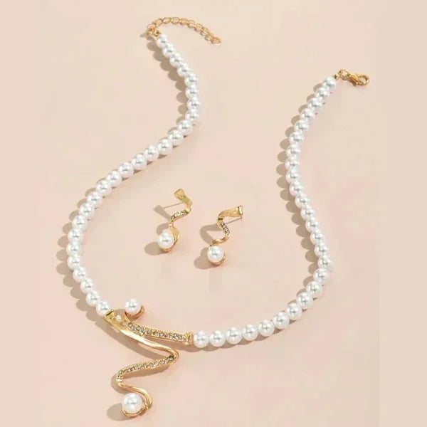 Pearl Necklace and Earring Set