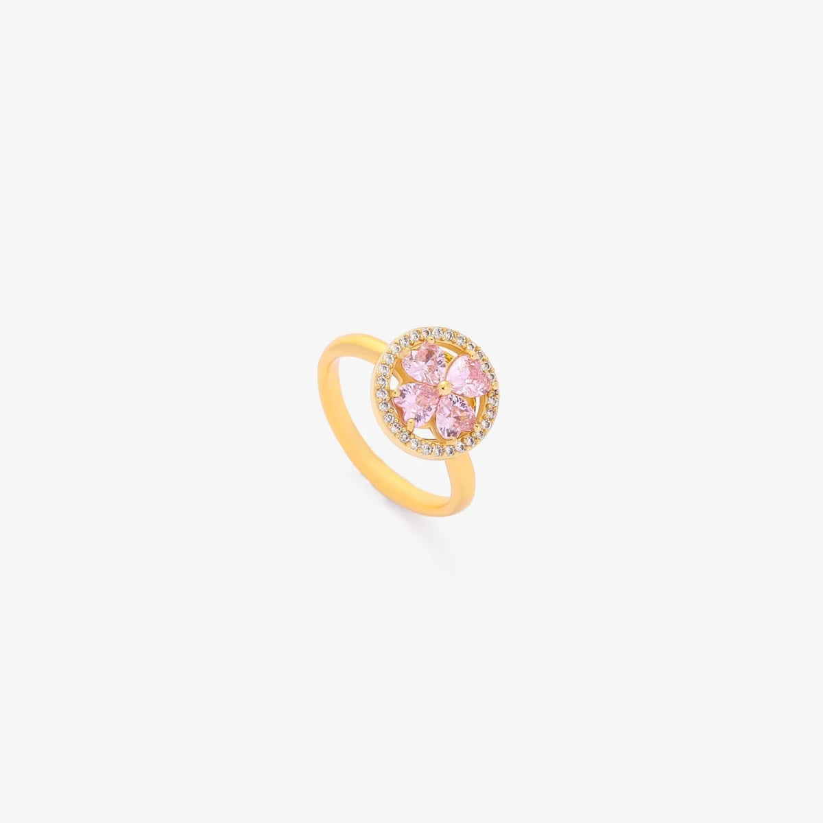 Pink Heart Bloom Spinning Ring | Gold