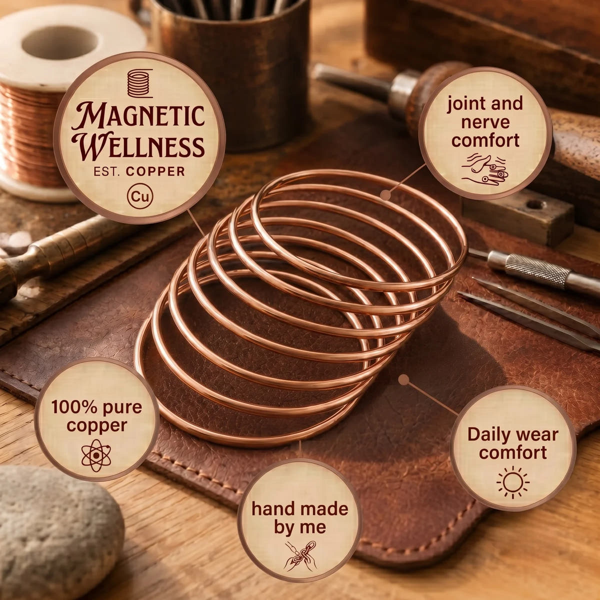 Plain Copper Bangle Set