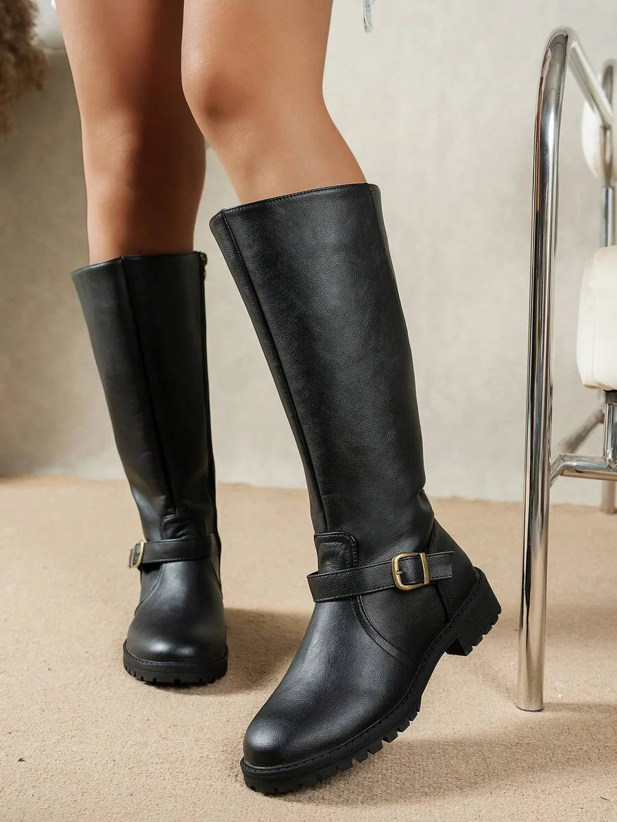 Polly | Tall Buckle Strap Boots