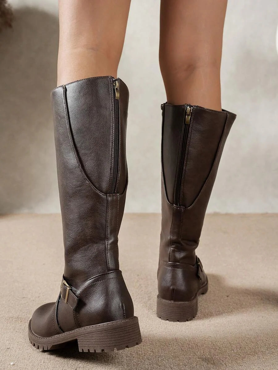 Polly | Tall Buckle Strap Boots