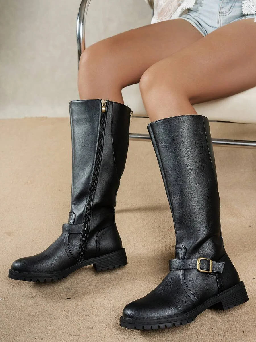 Polly | Tall Buckle Strap Boots