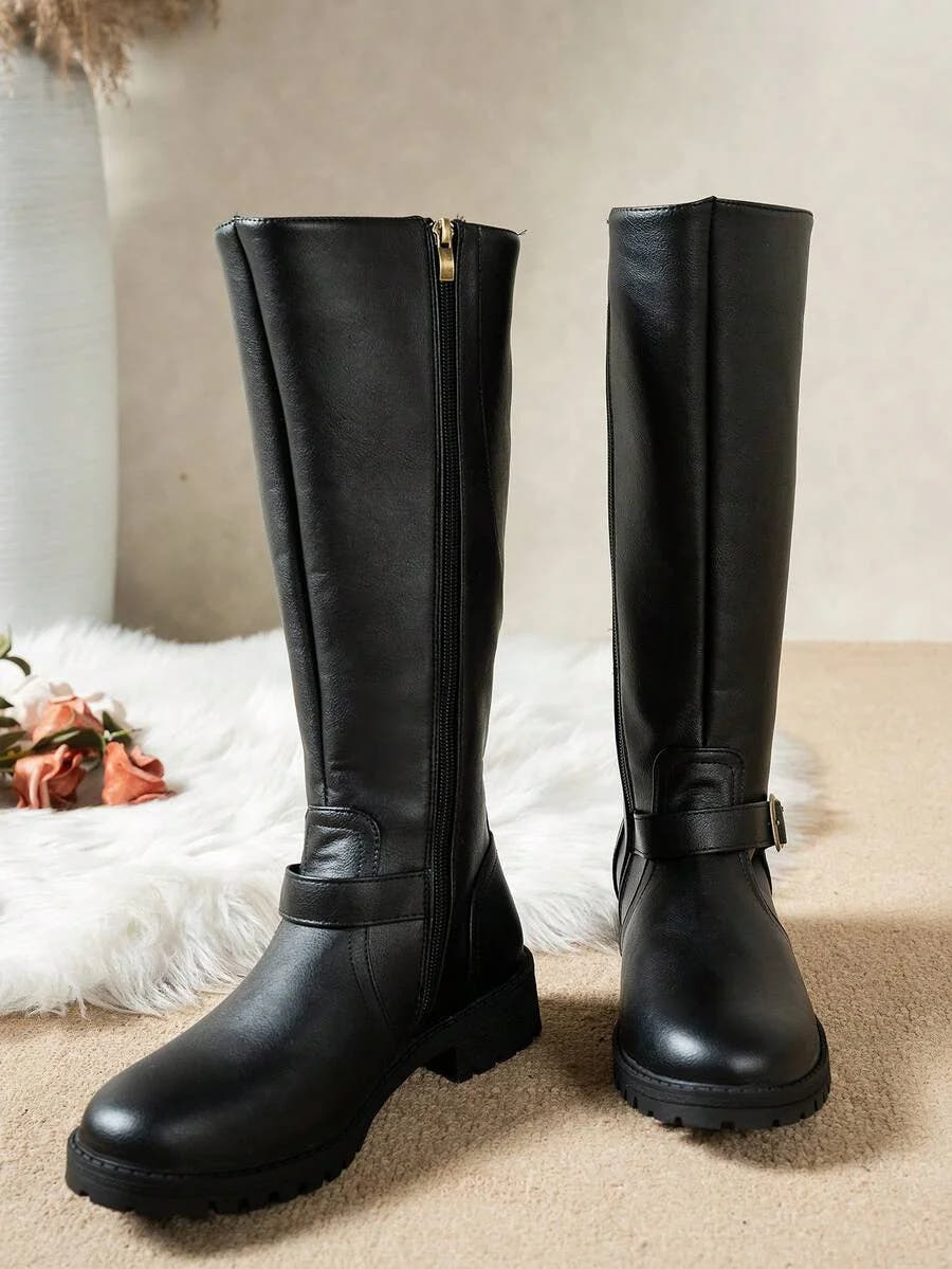 Polly | Tall Buckle Strap Boots