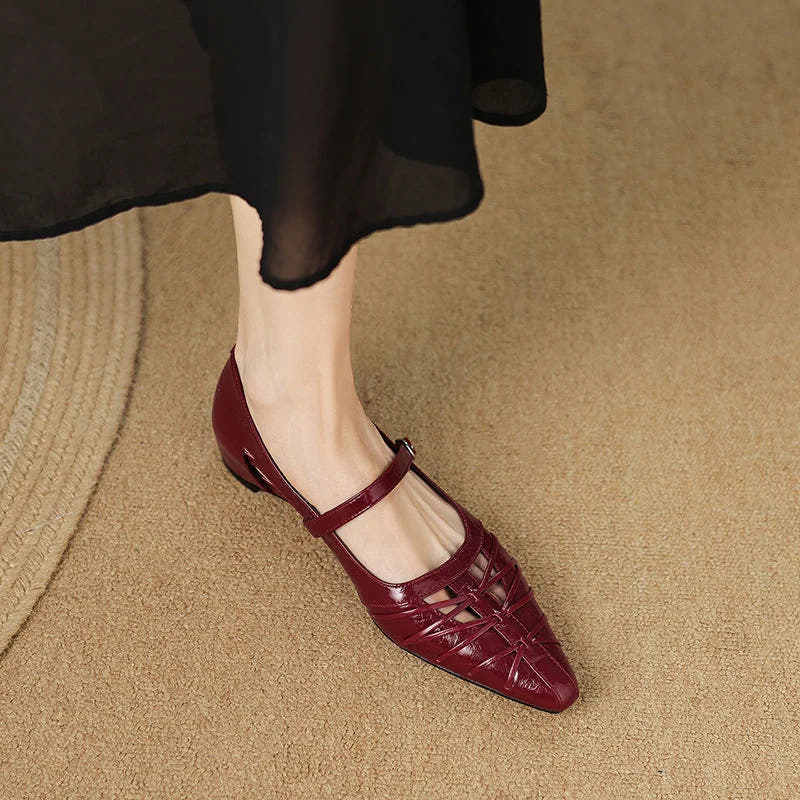 Quenby | Pointed Lattice-Cut Mary Jane Flat