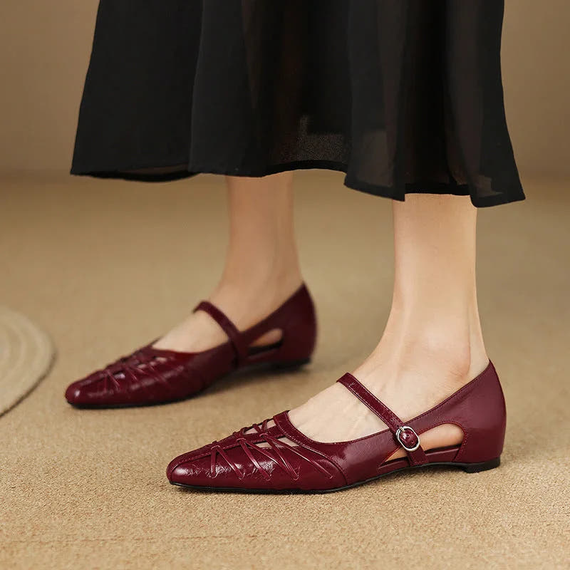 Quenby | Pointed Lattice-Cut Mary Jane Flat