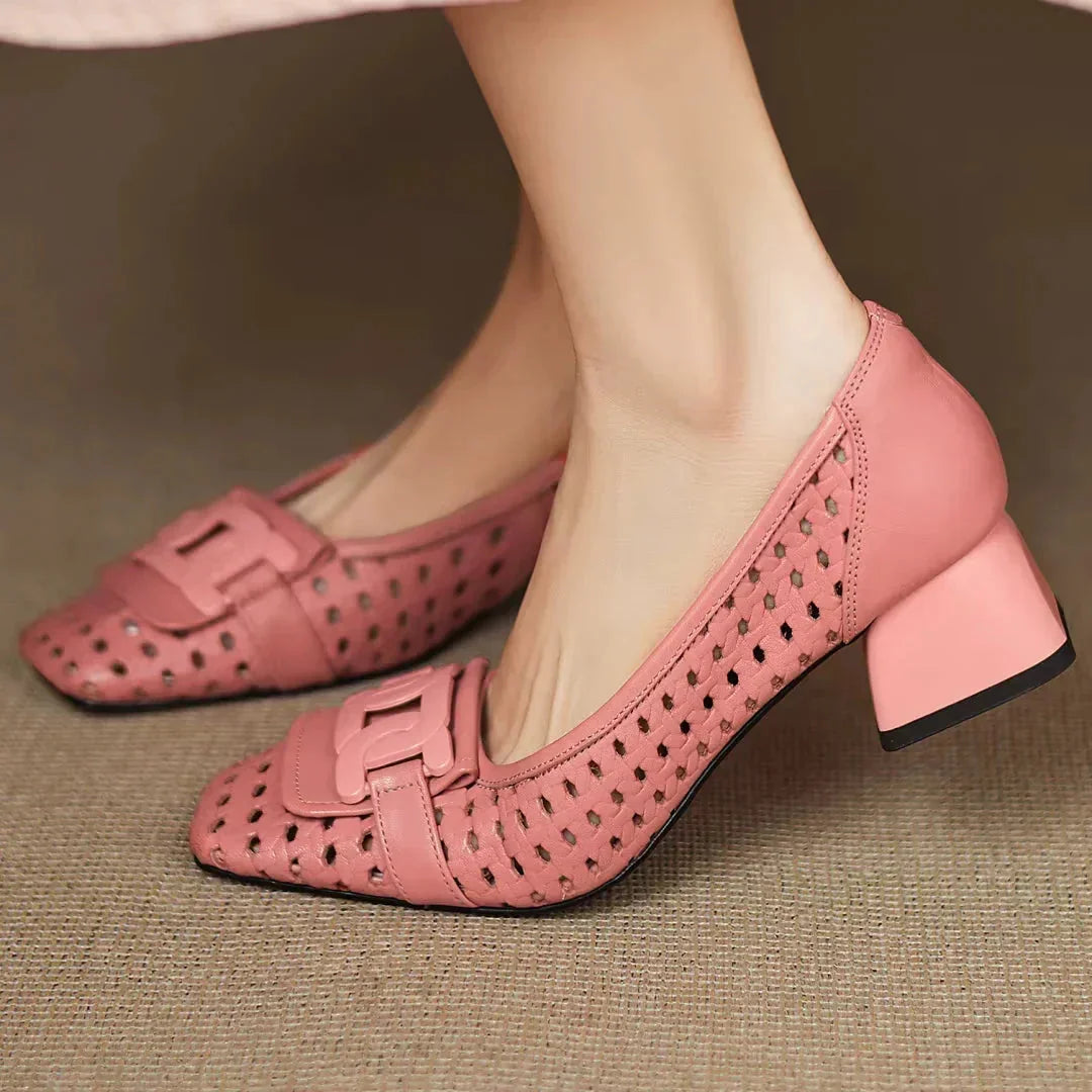 Quinn | Woven Square-Toe Heels
