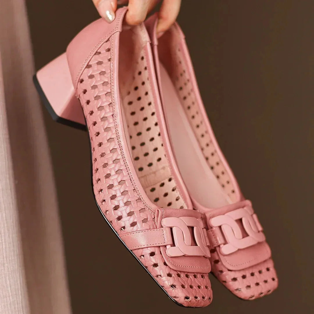 Quinn | Woven Square-Toe Heels