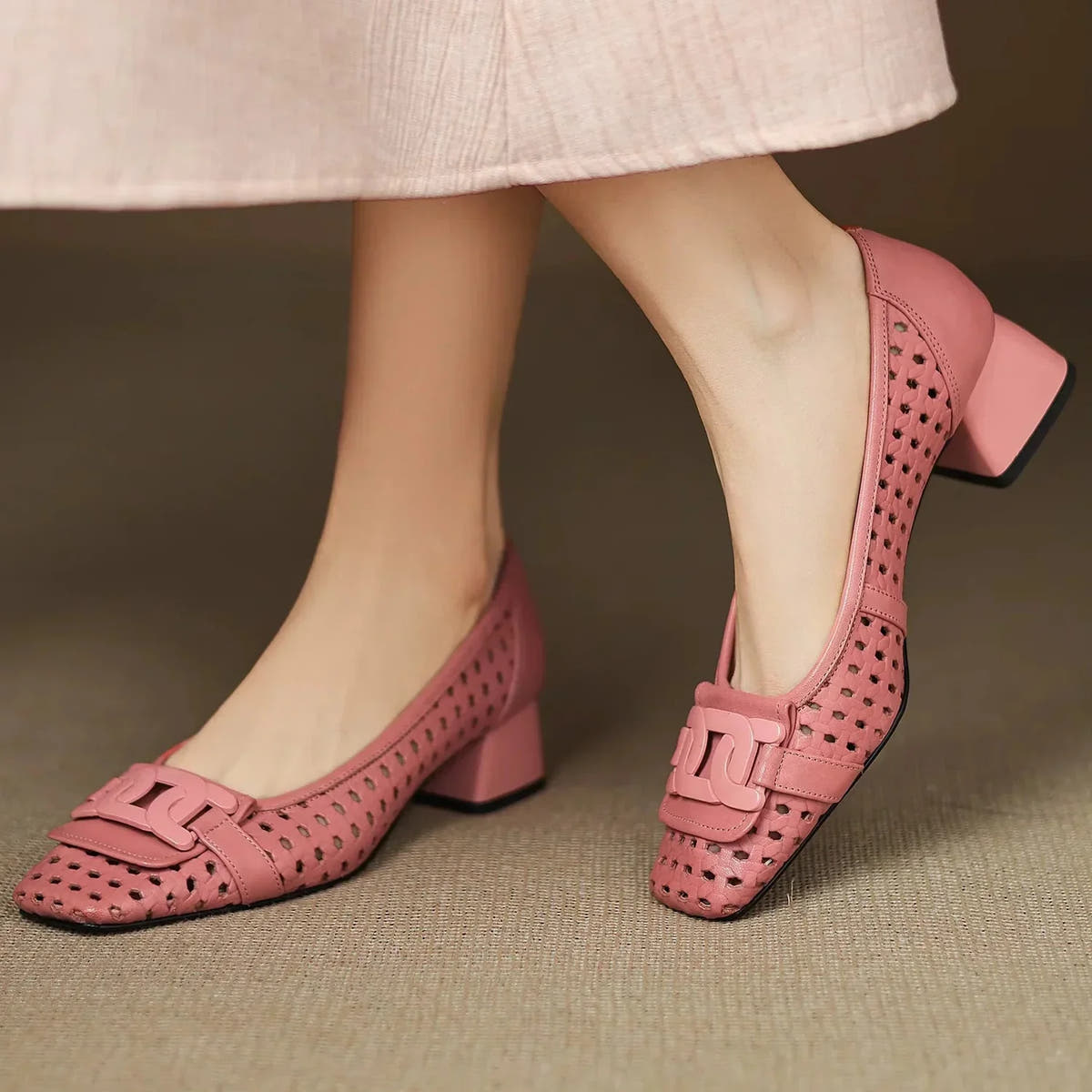 Quinn | Woven Square-Toe Heels