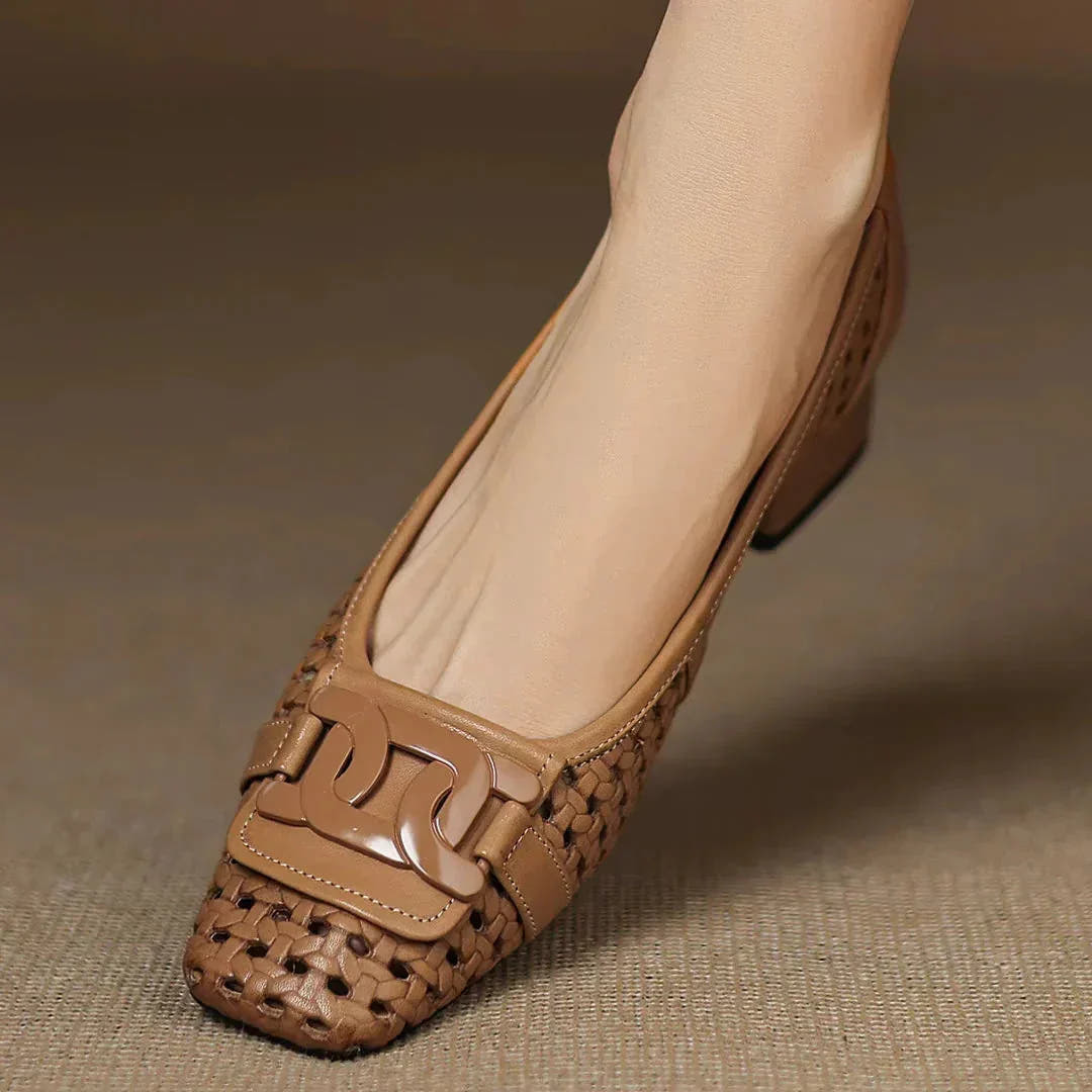 Quinn | Woven Square-Toe Heels