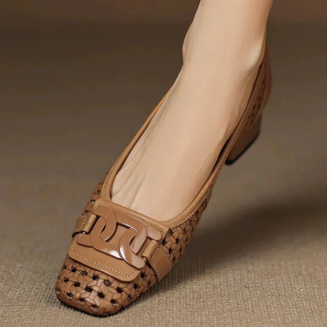 Quinn | Woven Square-Toe Heels