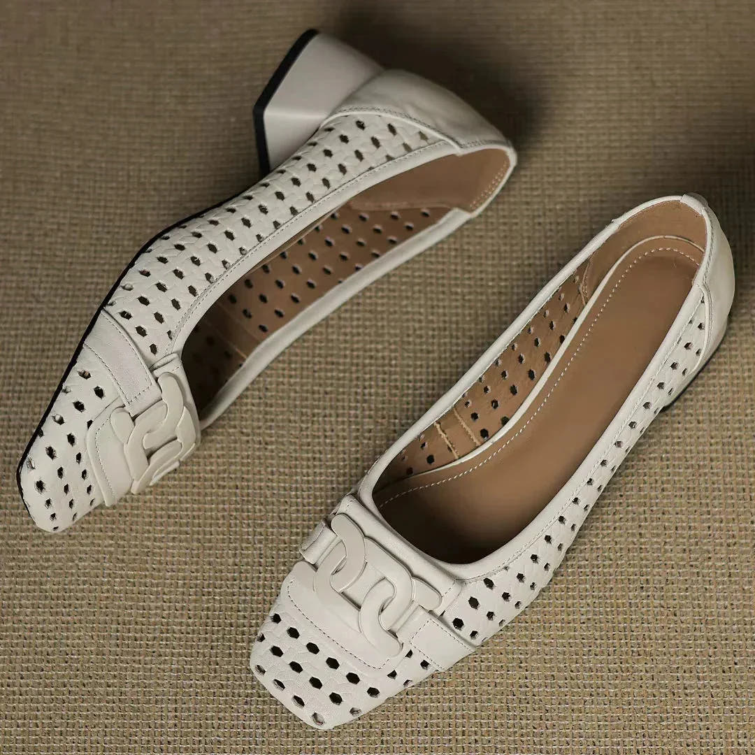 Quinn | Woven Square-Toe Heels
