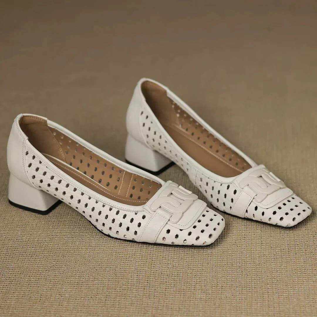 Quinn | Woven Square-Toe Heels