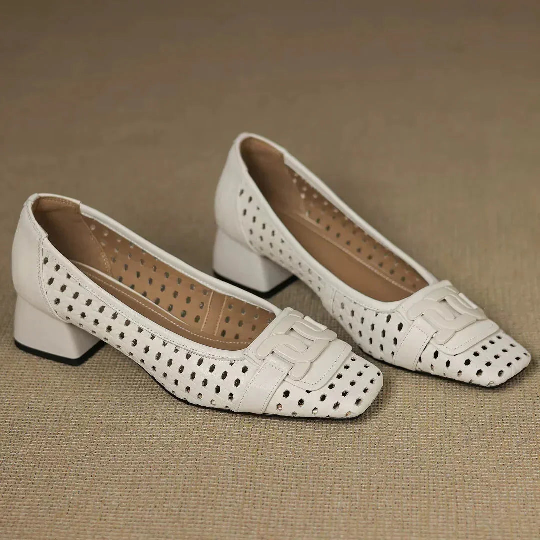 Quinn | Woven Square-Toe Heels