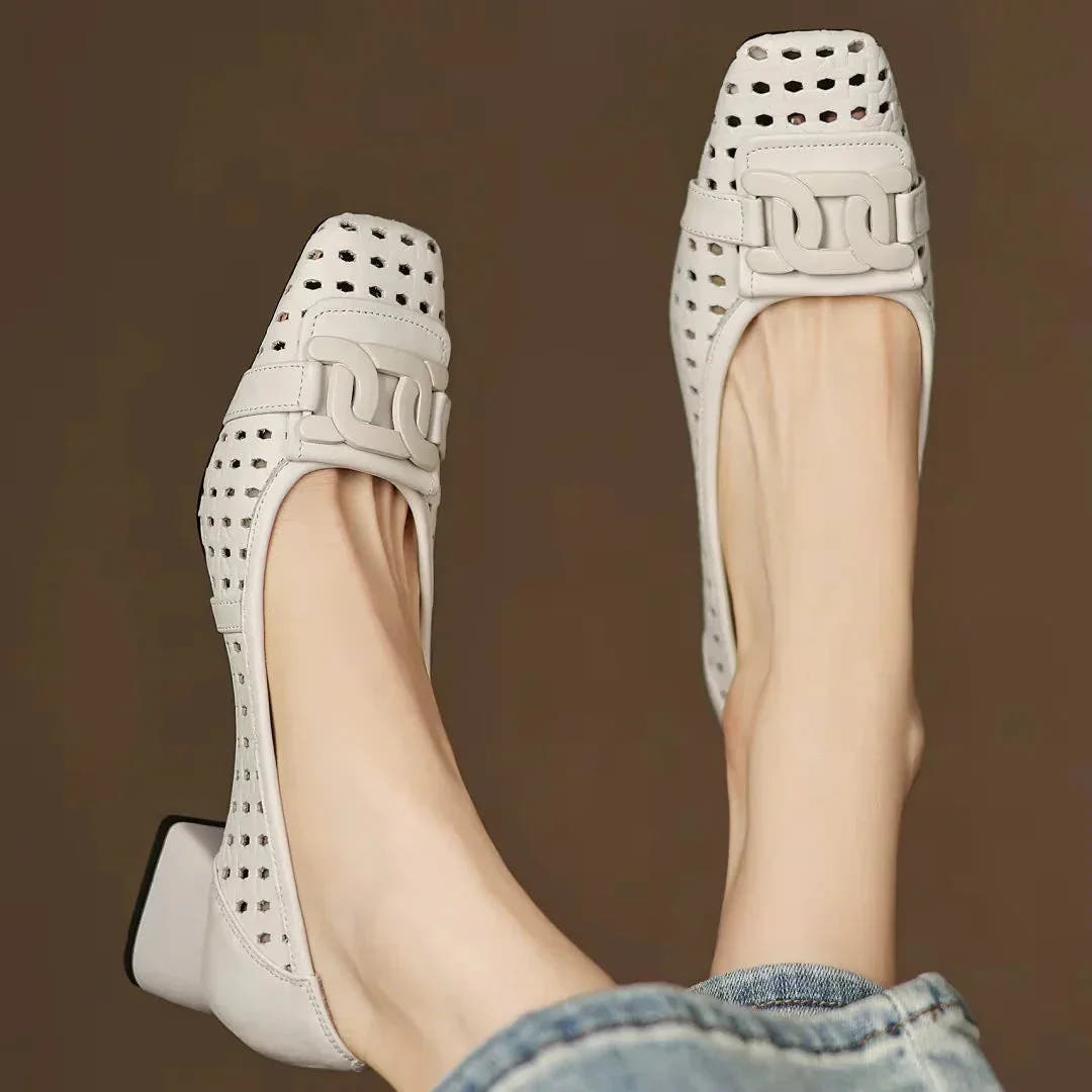 Quinn | Woven Square-Toe Heels