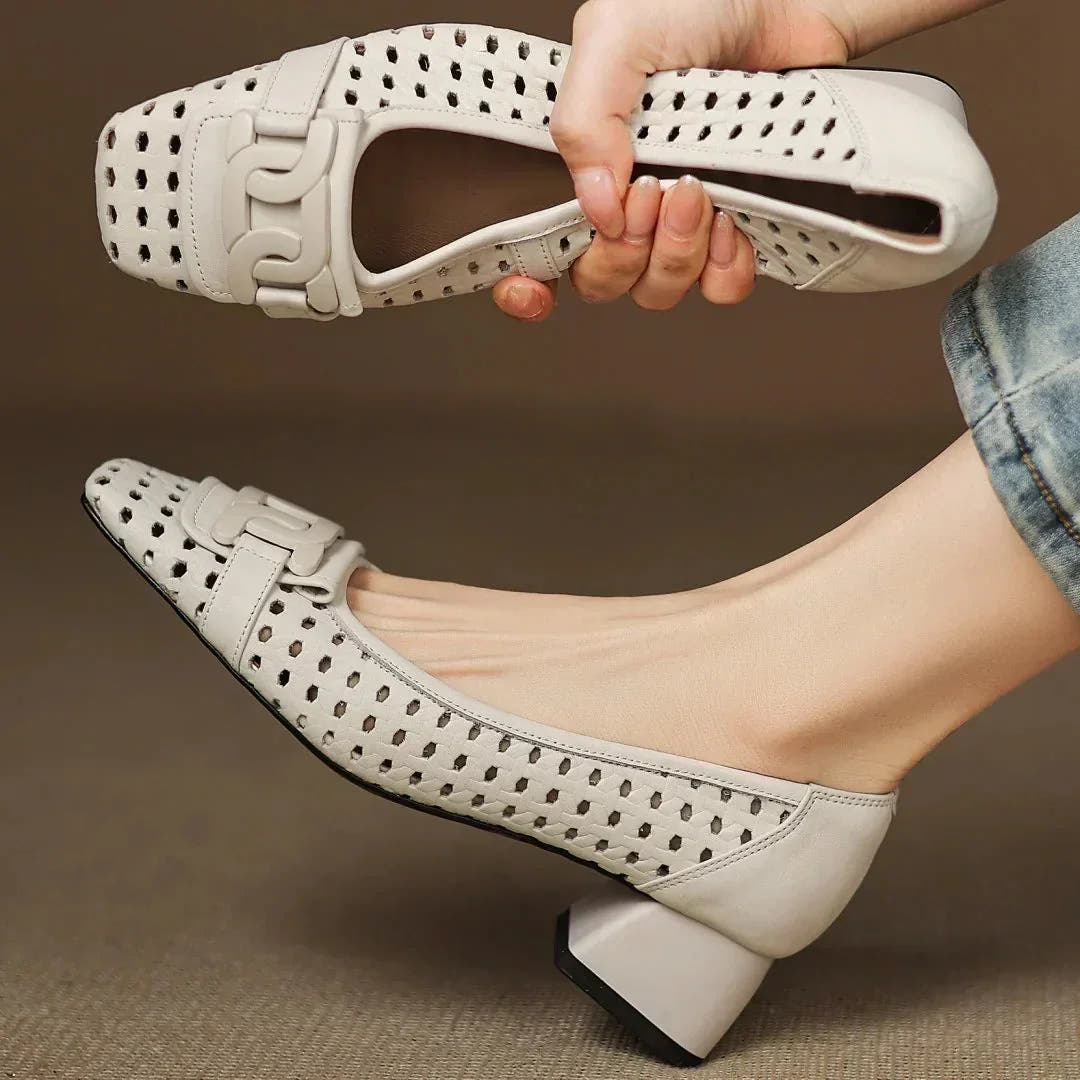 Quinn | Woven Square-Toe Heels