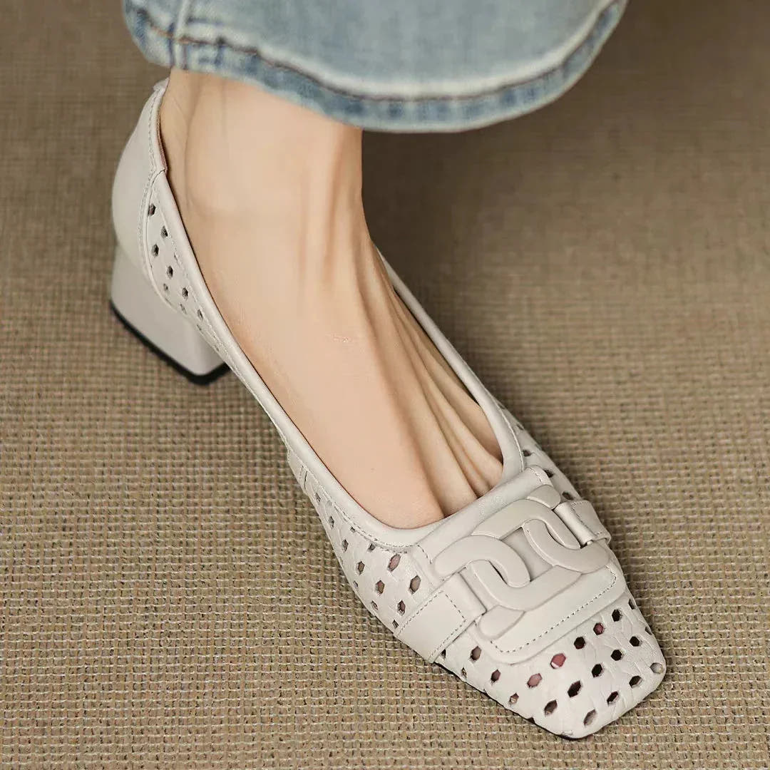Quinn | Woven Square-Toe Heels