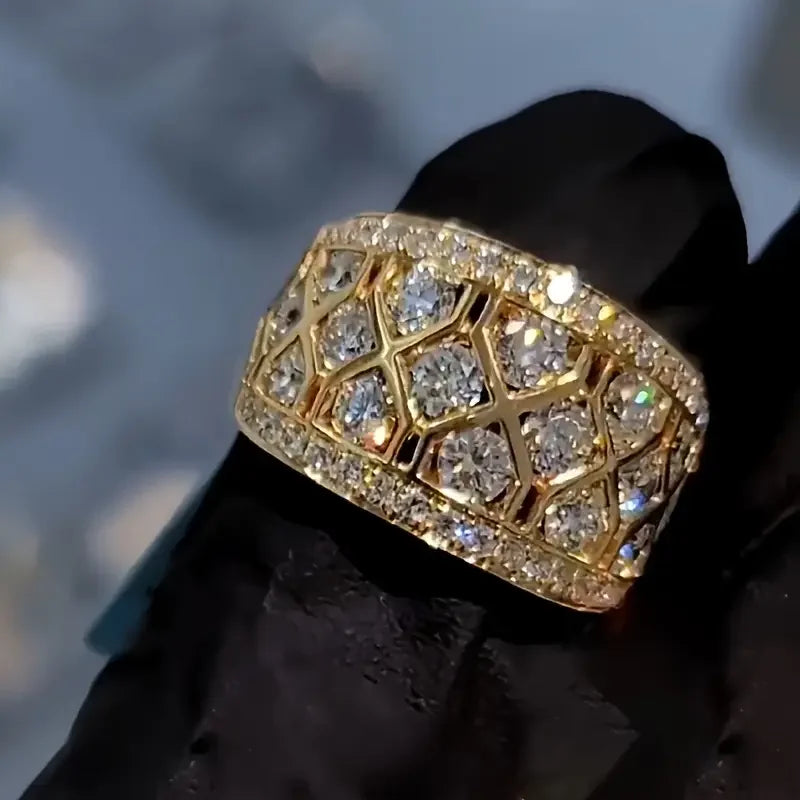 Radiant Gold-Tone Ring with Sparkle