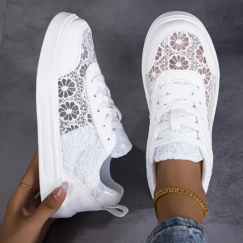 Rosewood | Floral Lace Trainers