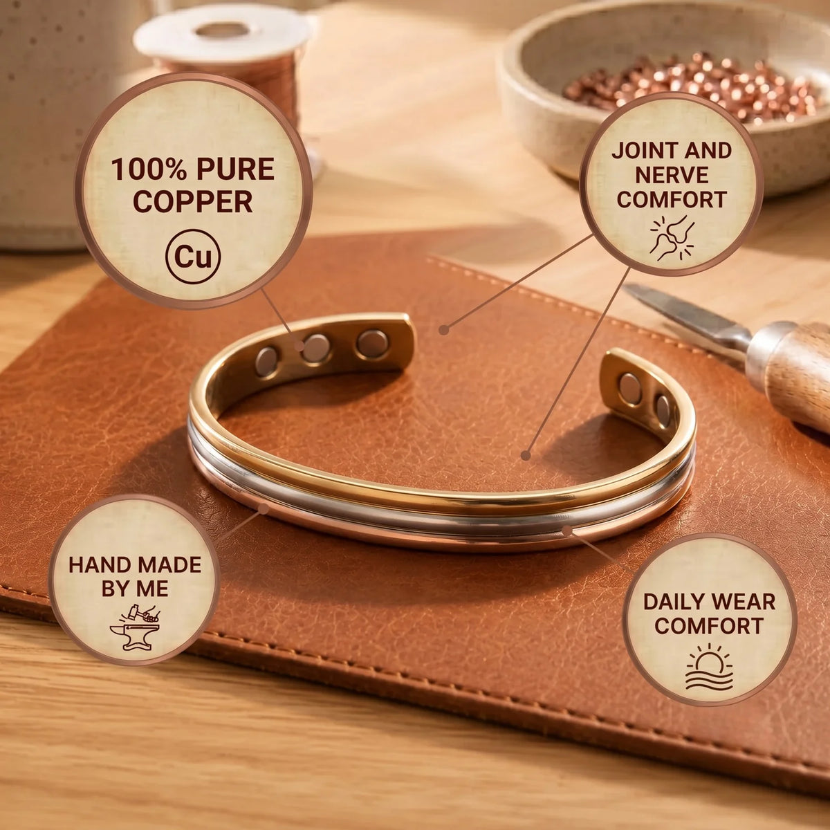 Rivet Copper Bracelet