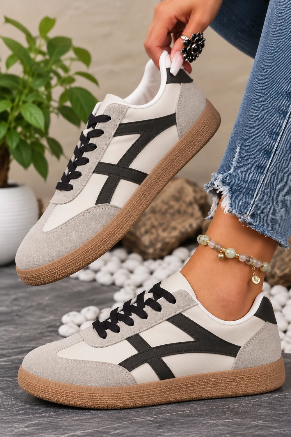 Sabrina | Lace-Up Gum Sole Trainers
