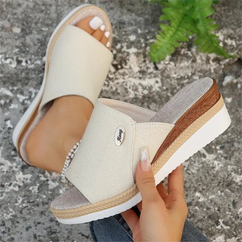 Ayessia | Denim Slip-On Wedge Sandals