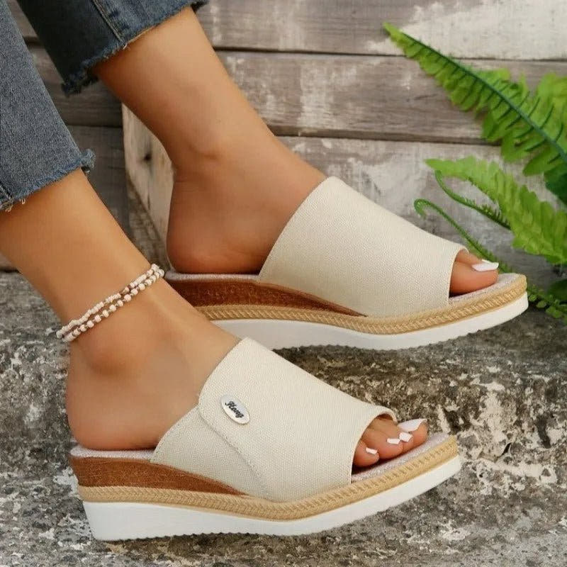 Ayessia | Denim Slip-On Wedge Sandals