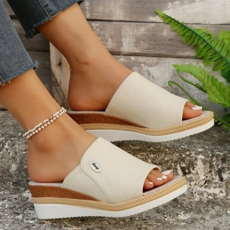 Ayessia | Denim Slip-On Wedge Sandals