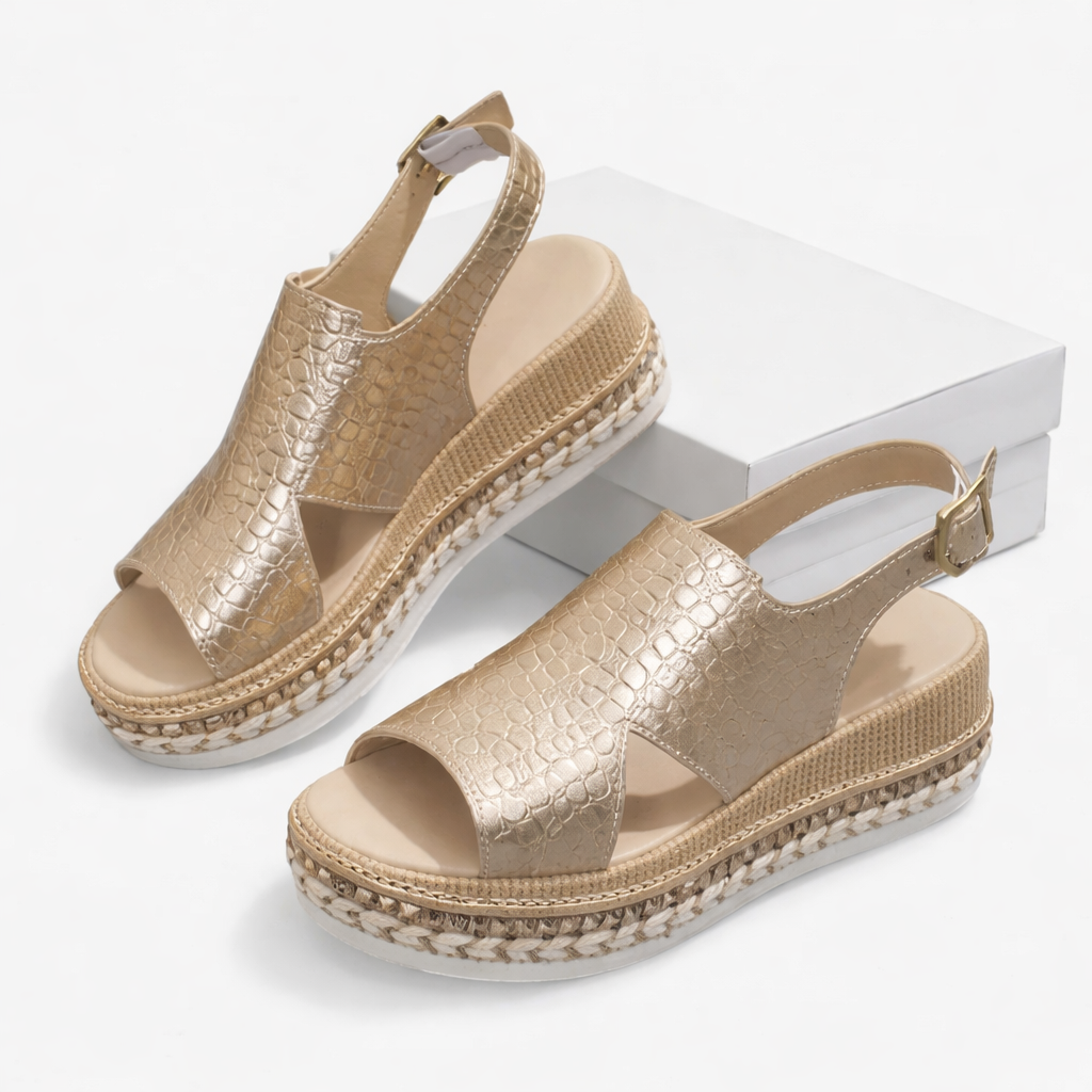 Calliope | Metallic Espadrille Wedge Sandals