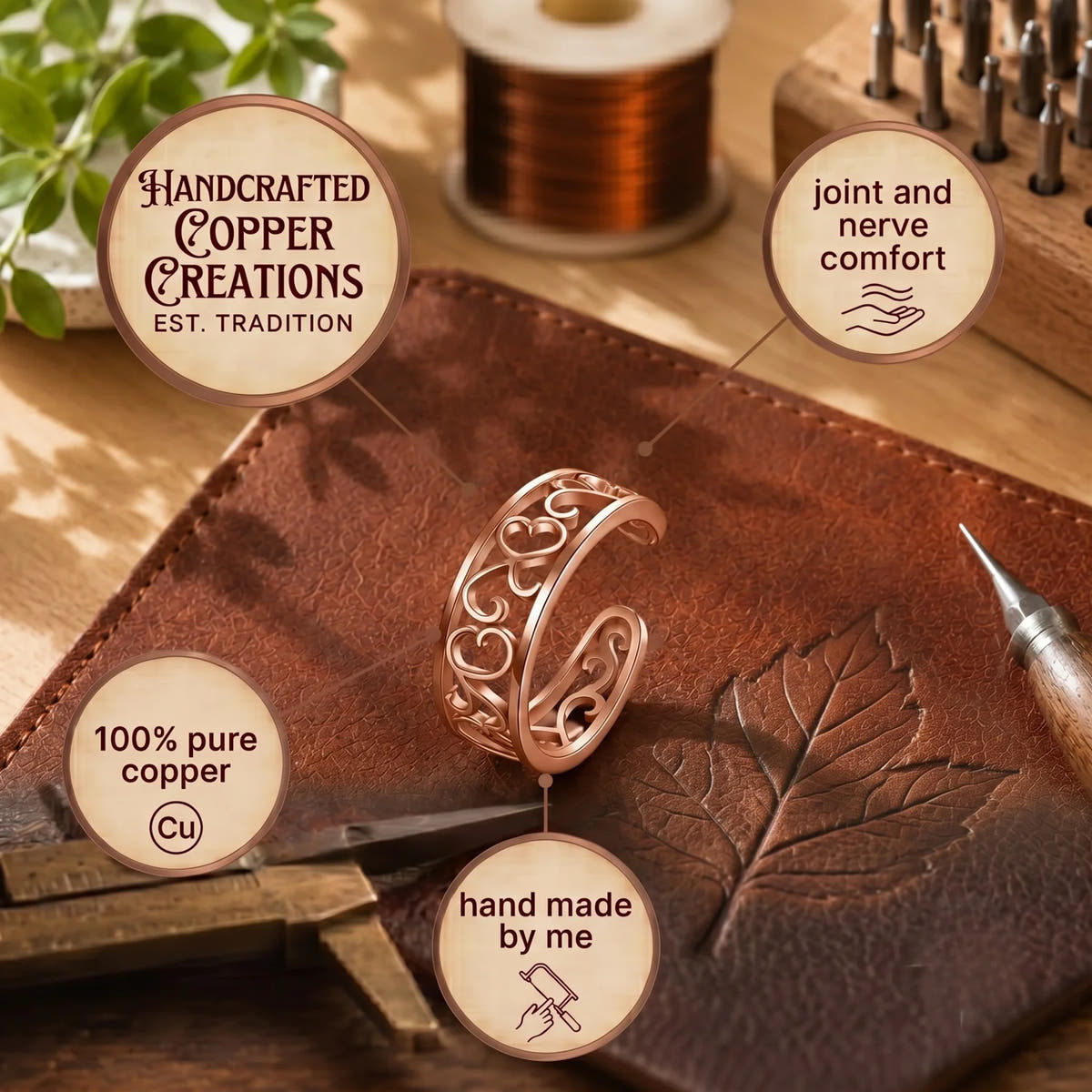 Scroll Copper Toe Ring