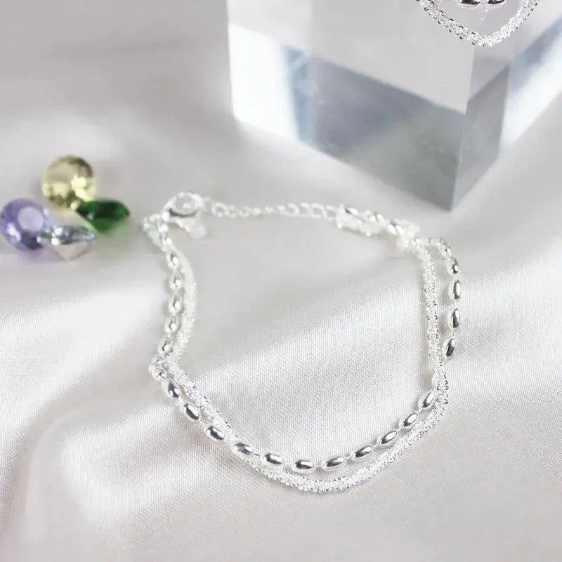 Set of Elegant Silver Bracelets with Zirconia Stones