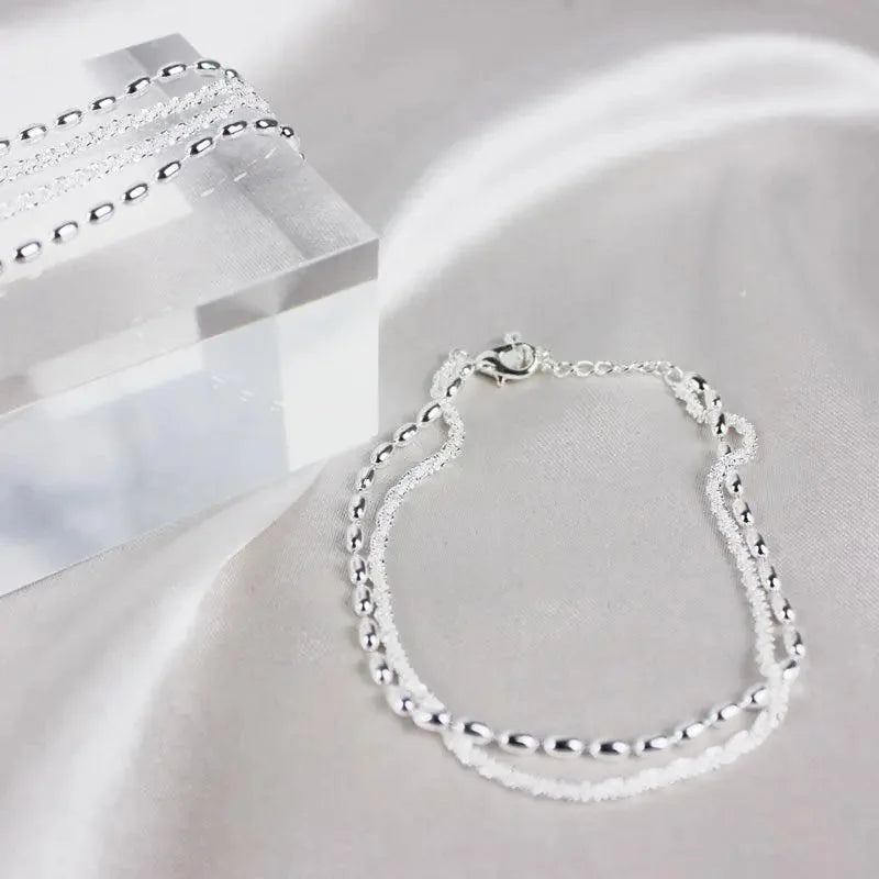 Set of Elegant Silver Bracelets with Zirconia Stones