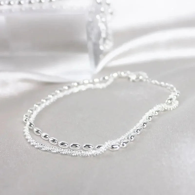 Set of Elegant Silver Bracelets with Zirconia Stones