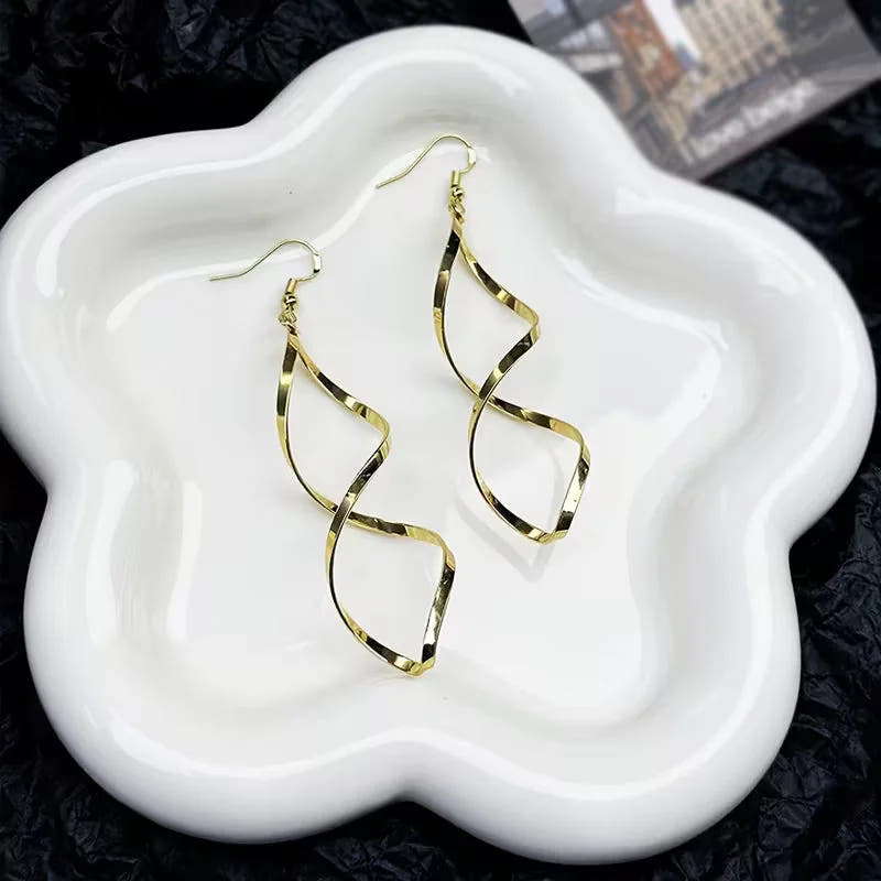 Spiral Dangle Earrings | Gold