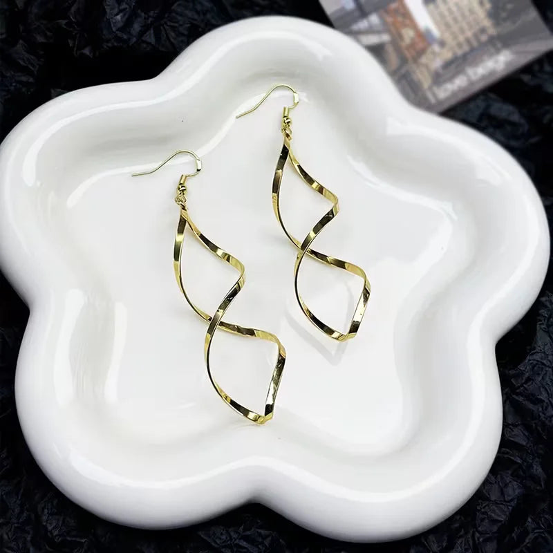Spiral Dangle Earrings | Gold